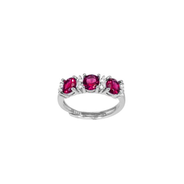 Anello in Argento Trilogy rosso