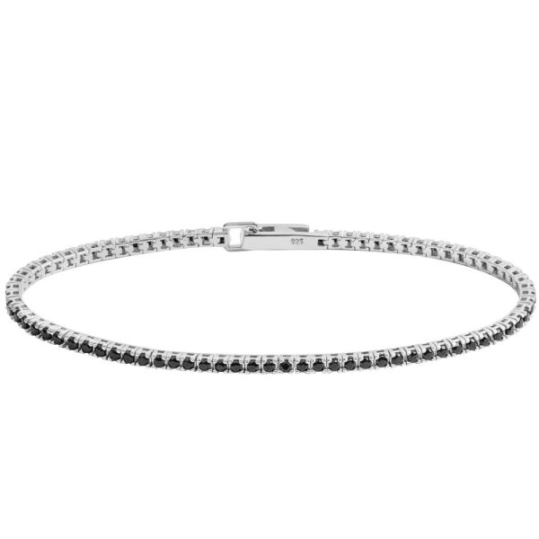 Bracciale tennis in Argento Pietre nere
