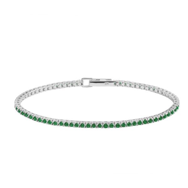 Bracciale tennis in Argento Pietre verdi