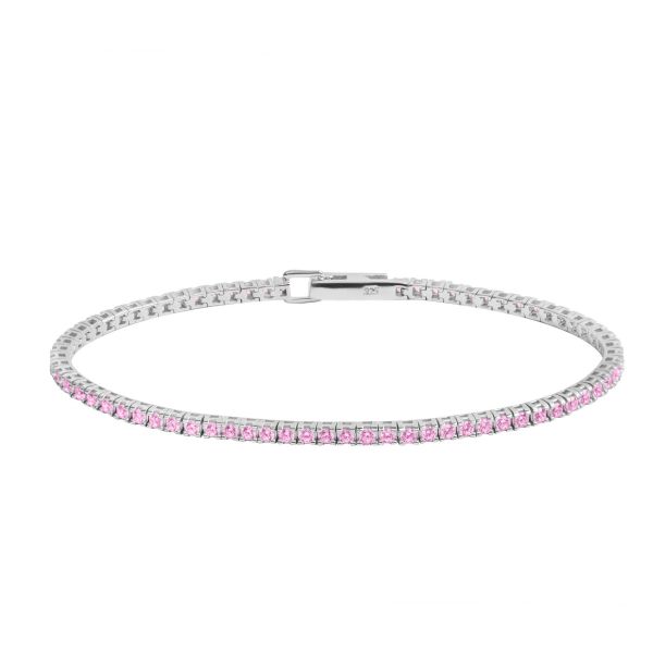 Bracciale tennis in Argento Pietre rosa
