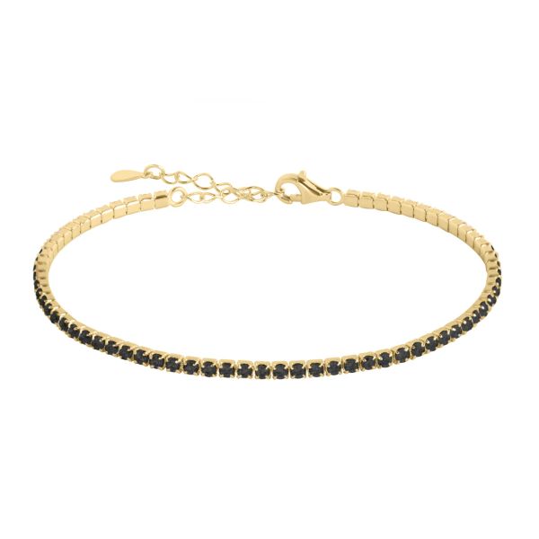Bracciale tennis in Argento Pietre nere