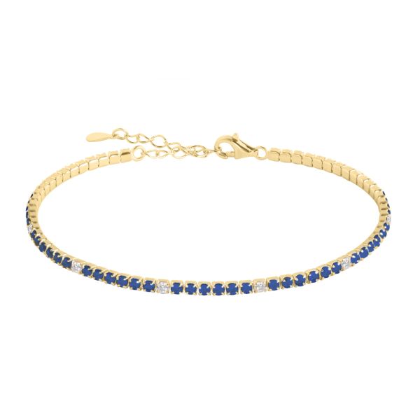 Bracciale tennis in Argento Pietre blu e bianche
