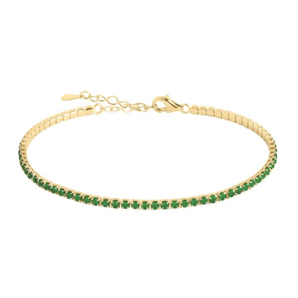 Bracciale tennis in Argento Pietre verdi