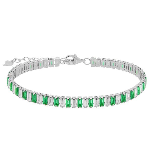 Bracciale Tennis in Argento Pietre verdi