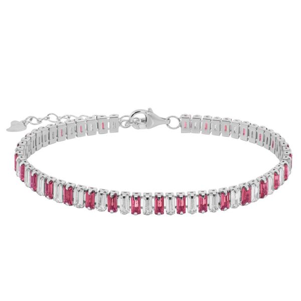 Bracciale Tennis in Argento Pietre rosa