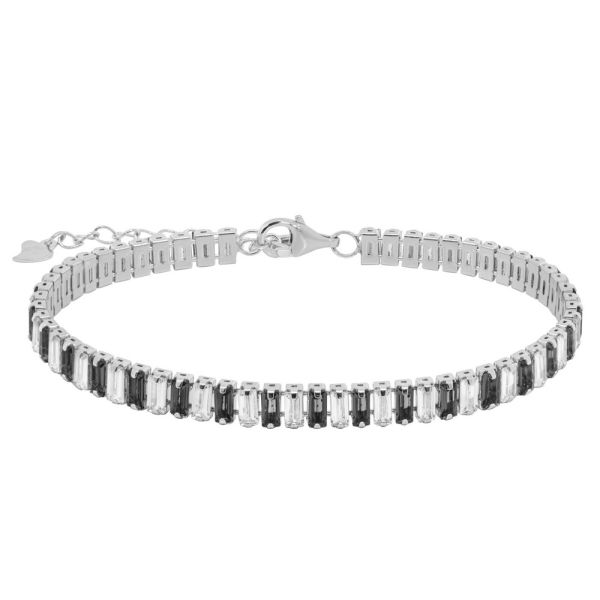 Bracciale Tennis in Argento Pietre nere