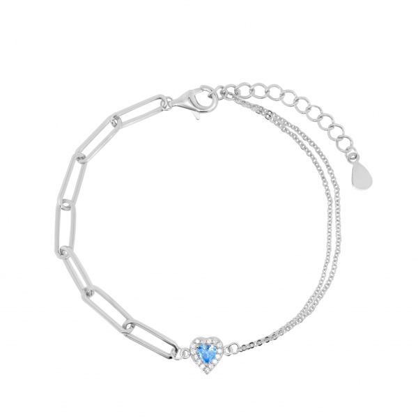 Bracciale in Argento Cuore azzurro