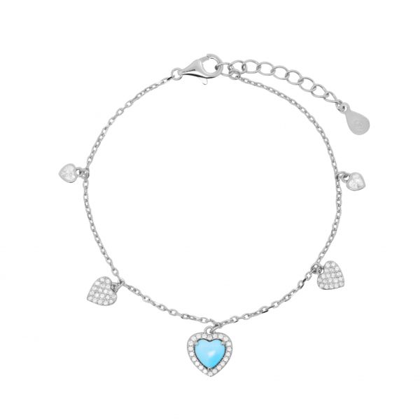 Bracciale in Argento Cuore azzurro