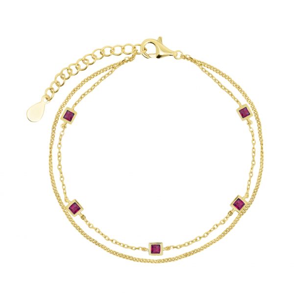 Bracciale in Argento Pietre rosse