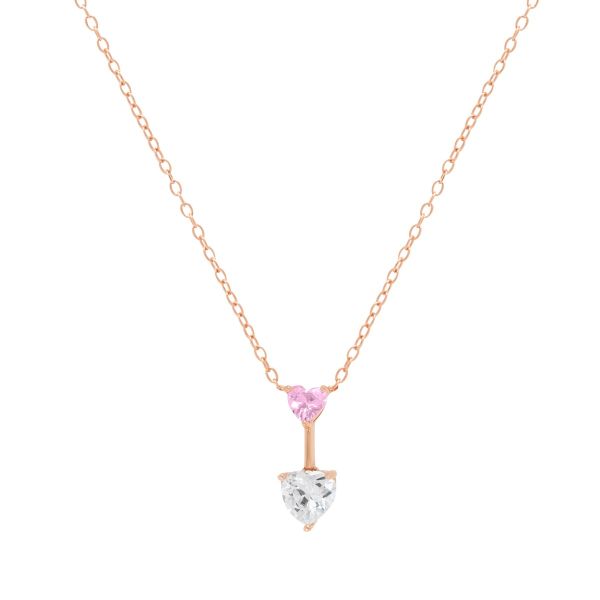 Girocollo in Argento Cuore bianco e rosa