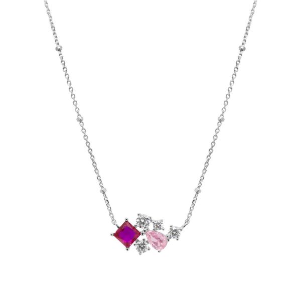 Girocollo in Argento Pietre rosa
