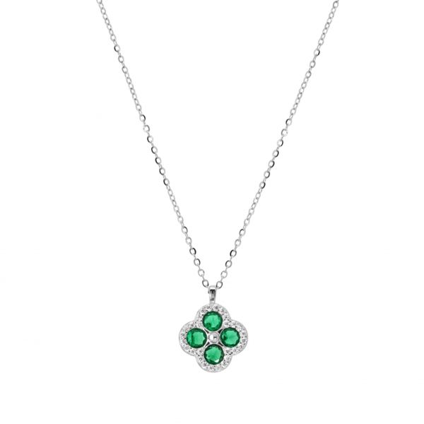Girocollo in Argento Fiore verde