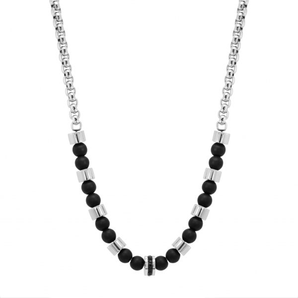 Girocollo in Acciaio Pietre nere