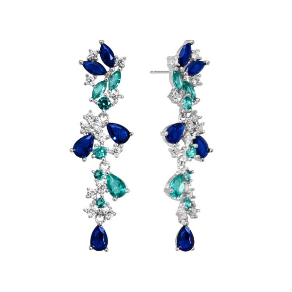 Orecchini in Argento Pietre blu e azzurre