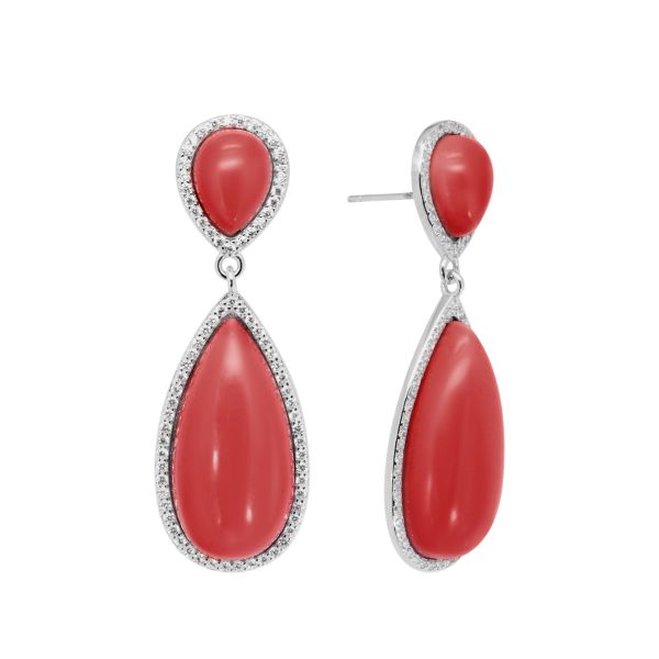 Orecchini in Argento Pietra rossa