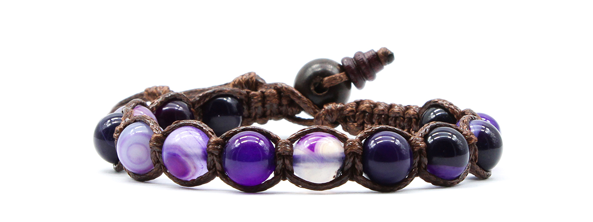 Bracciale Tibetano Agata viola striata 8mm