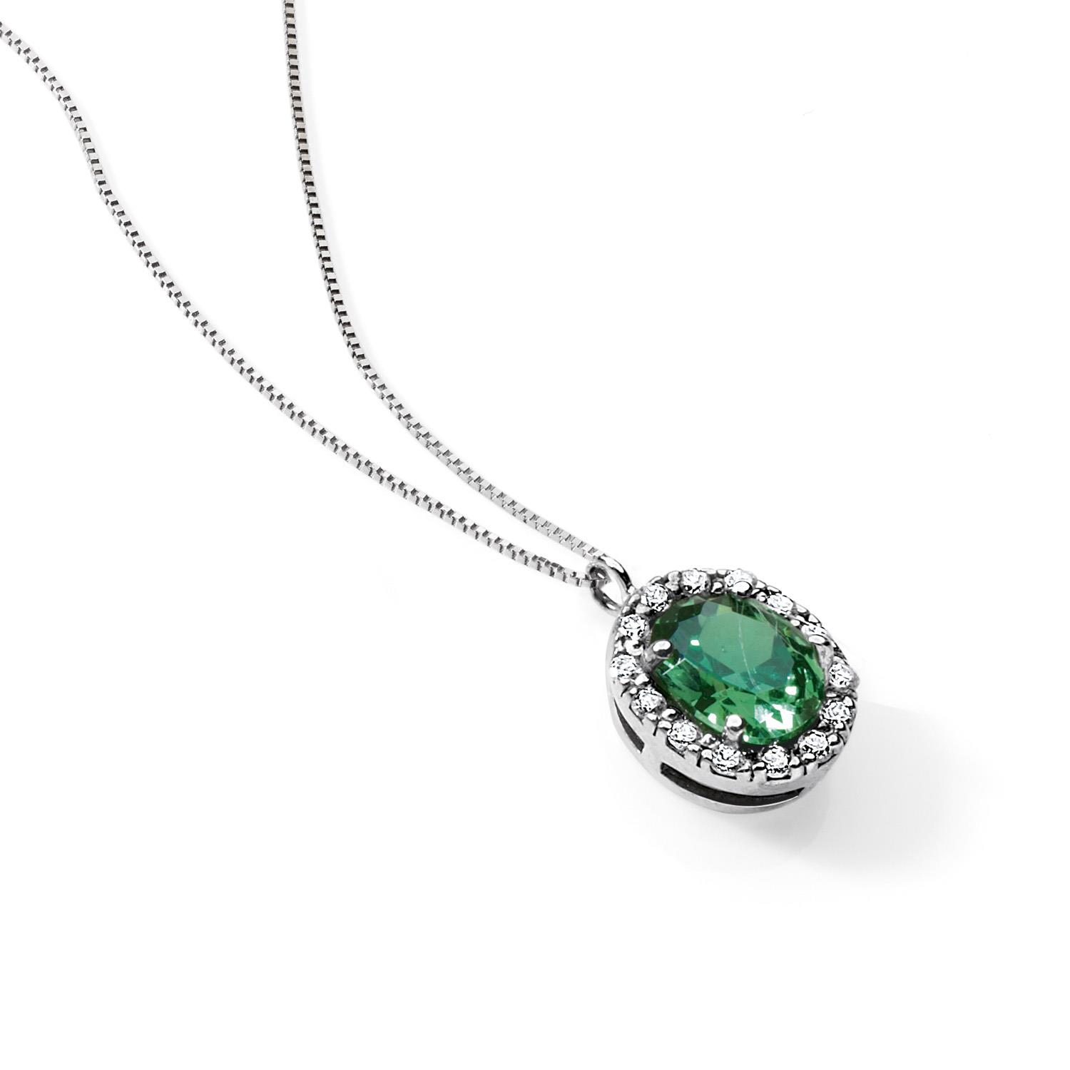 Girocollo in Oro bianco Pietra verde