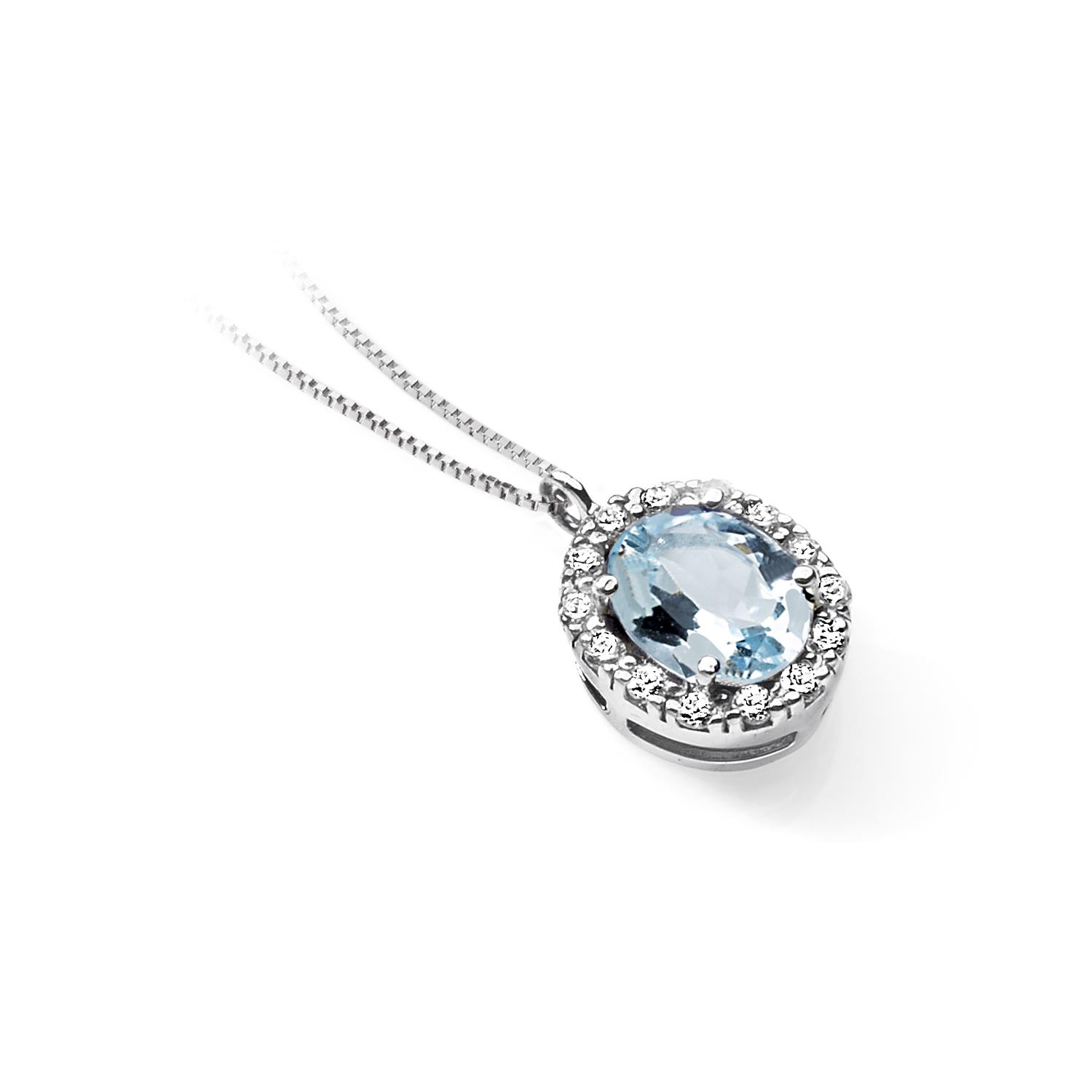 Girocollo in Oro bianco Pietra azzurra
