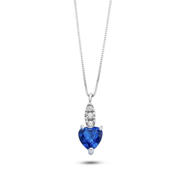 Girocollo in Oro bianco Cuore blu