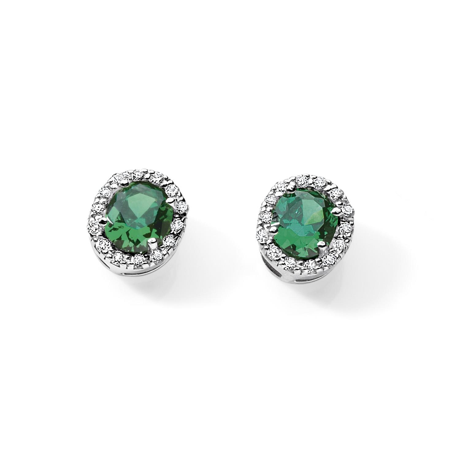 Orecchini in Oro bianco Pietra verde