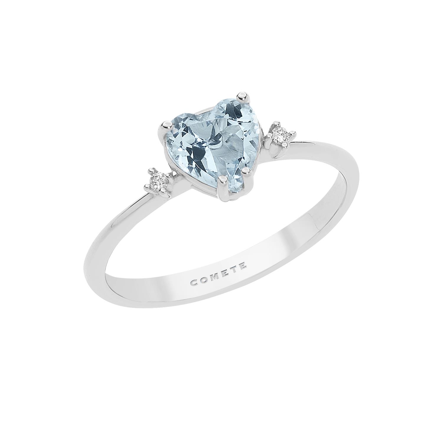 Anello in Oro Diamanti e Acquamarina cuore