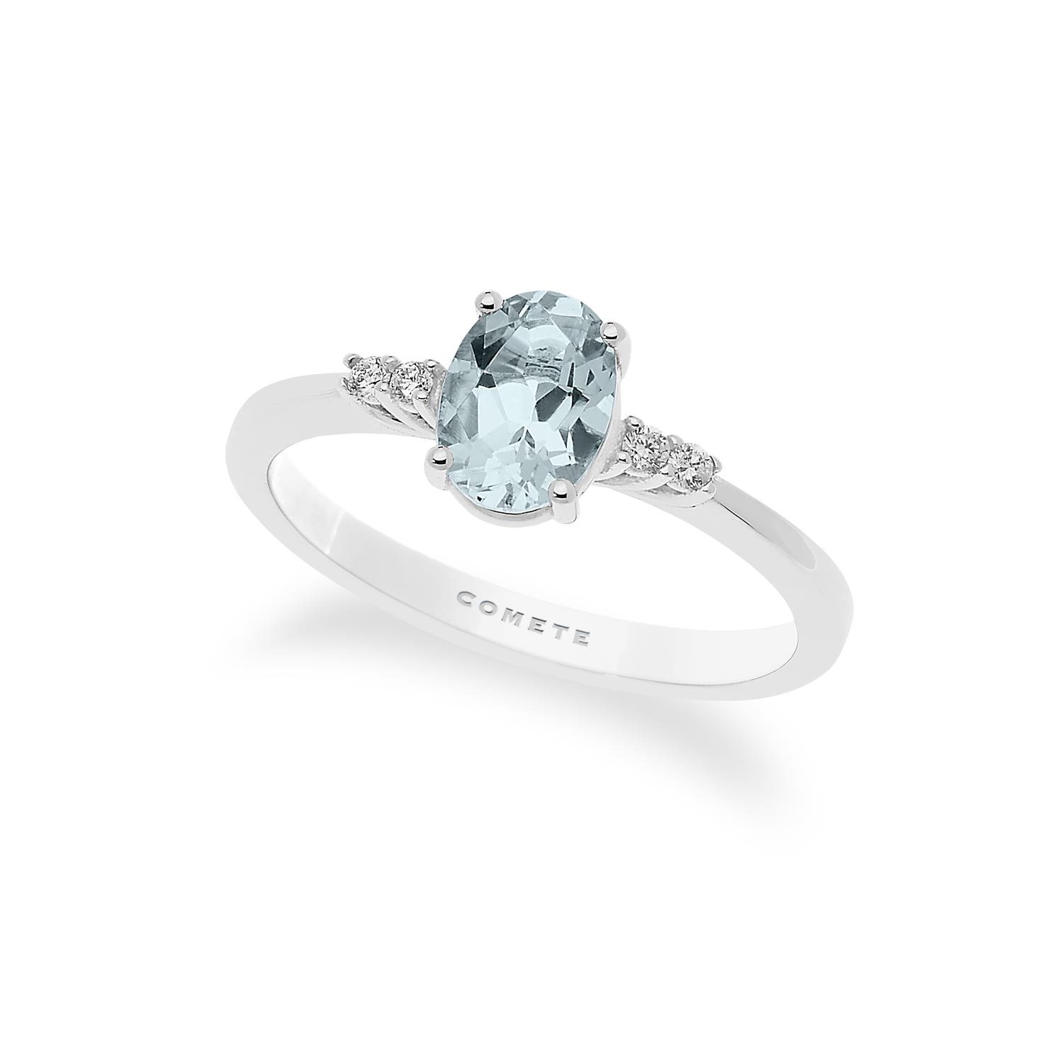 Anello in Oro Diamanti e Acquamarina ovale