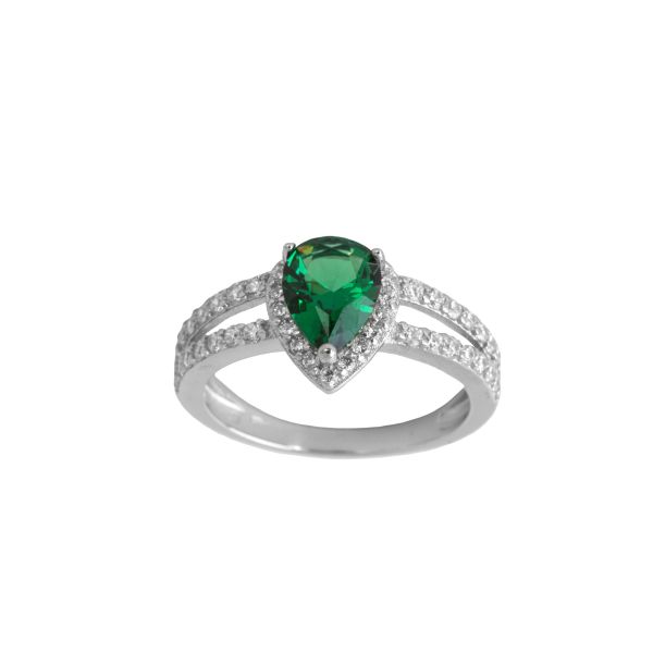 Anello in Argento Goccia verde