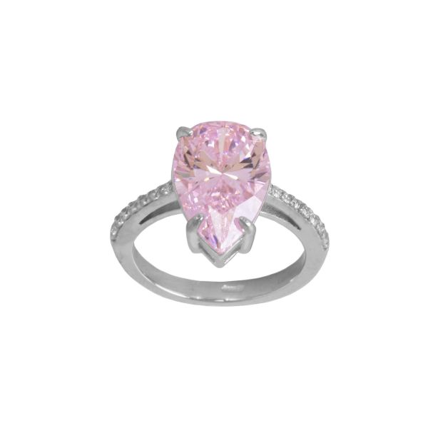 Anello in Argento con Goccia rosa