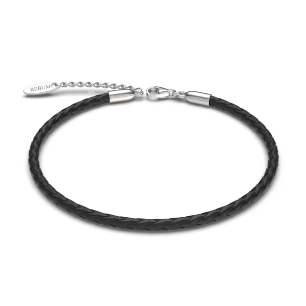 Bracciale in Cuoio naturale Nero 17 cm
