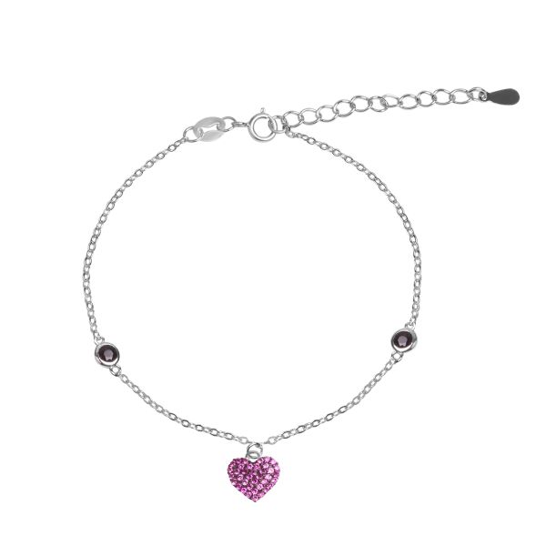 Bracciale in Argento Cuore rosa