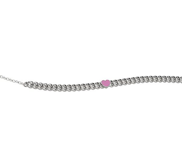Bracciale in Argento Cuore rosa