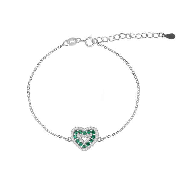 Bracciale in Argento Cuore verde