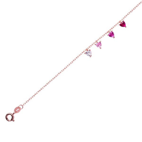 Bracciale in Argento Cuori Rosa