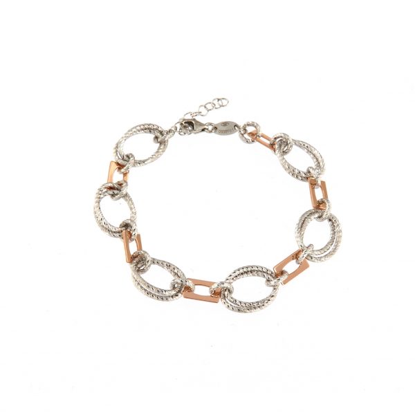 Bracciale in Argento Bicolore Rettangoli