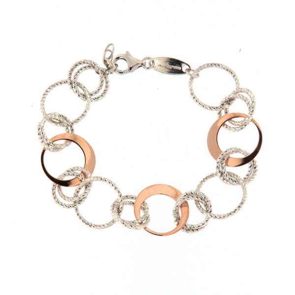 Bracciale in Argento Bicolore Cerchi