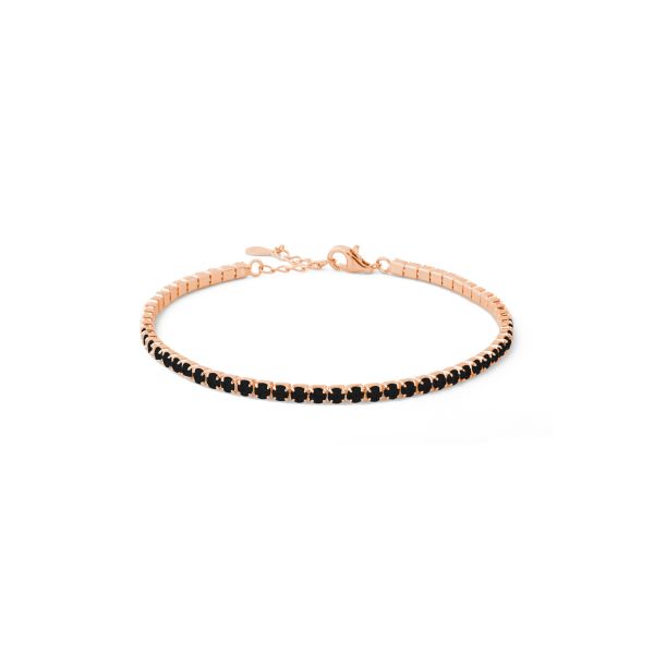 Bracciale Tennis in Argento rosé Nero