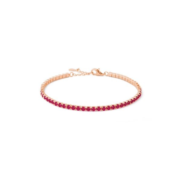 Bracciale Tennis in Argento rosé Rosso