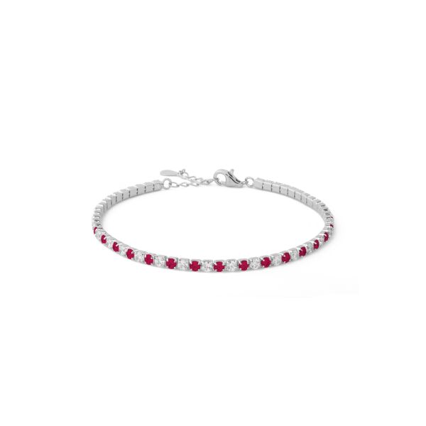 Bracciale Tennis Bianco e rosso rubino