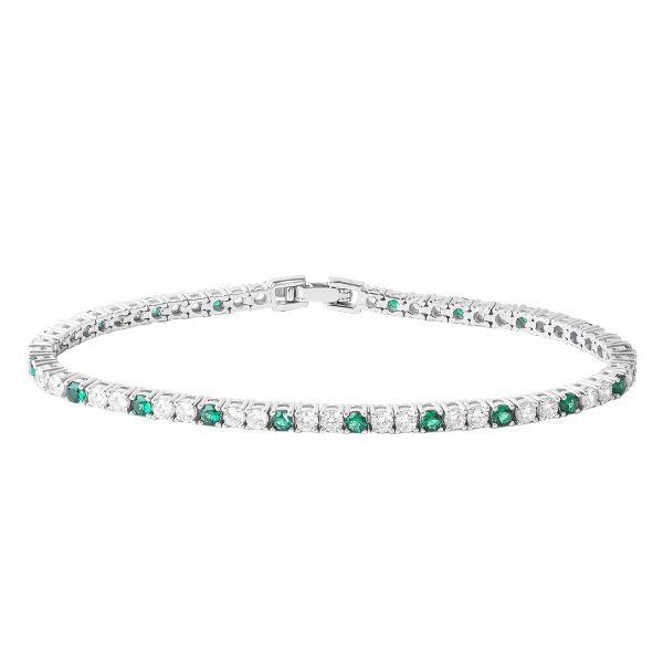 Bracciale Tennis in Argento Pietre bianche e verdi