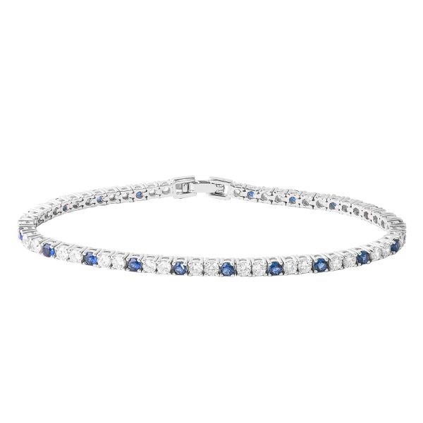Bracciale Tennis in Argento Pietre bianche e blu