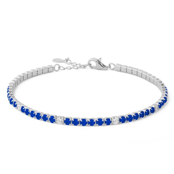 Bracciale Tennis in Argento Pietre blu