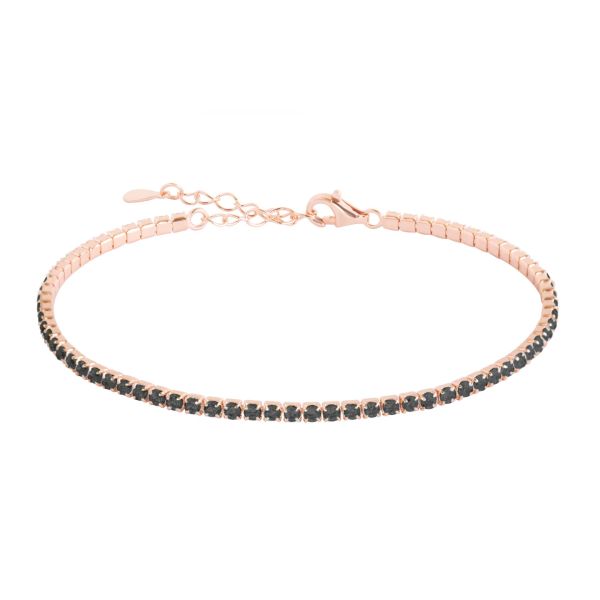 Bracciale Tennis in Argento Pietre nere