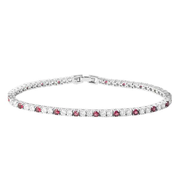 Bracciale Tennis in Argento Pietre bianche e rosse