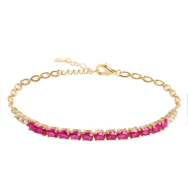 Bracciale Tennis in Argento Pietre rosse