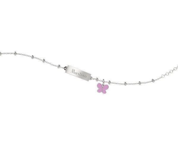 Bracciale in Argento Farfalla rosa