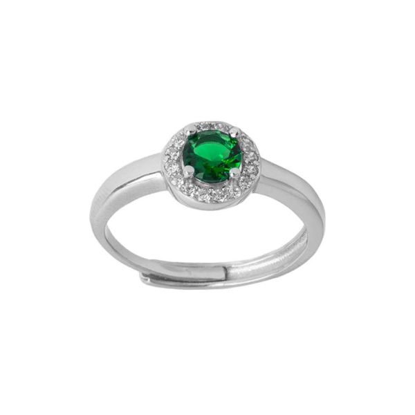 Anello in Argento con Pietra verde - Regolabile