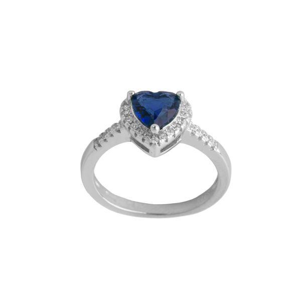 Anello in Argento con Cuore blu