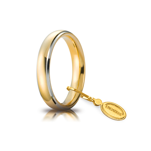 Fede Nunziale Comoda mm 4 in oro giallo e bianco