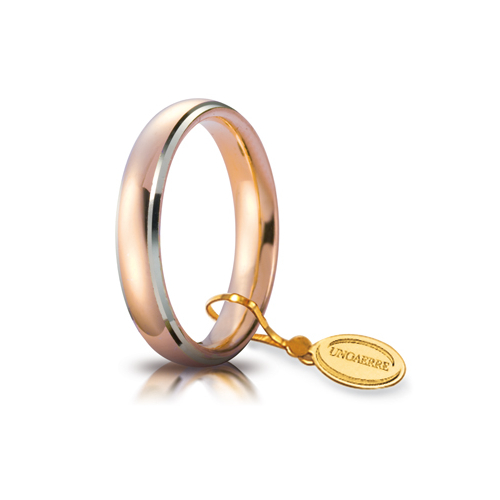 Fede Nunziale Comoda mm 4 in oro rosso e bianco