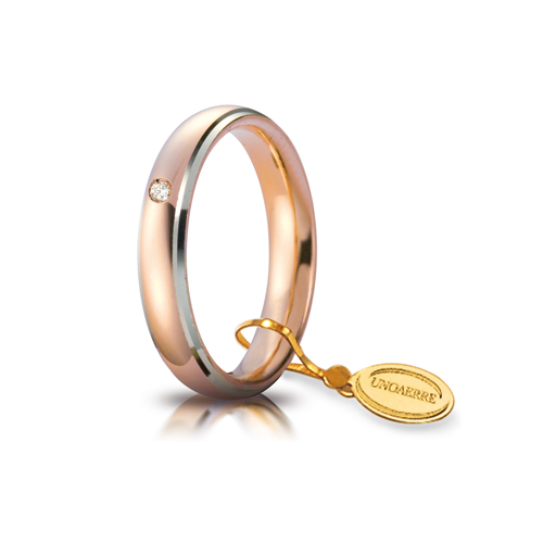 Fede Nunziale Comoda mm 4 in oro rosa e bianco